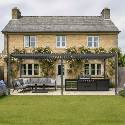 Nova - Titan Freestanding Aluminium Pergola - 6m x 3m Rectangular - Grey