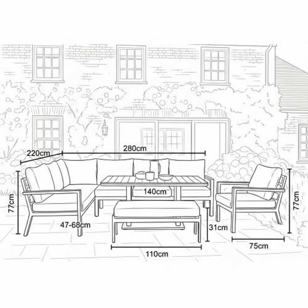 Nova - Heidi Left Hand Corner Sofa Lounge Dining Set with Rectangular Rising Table