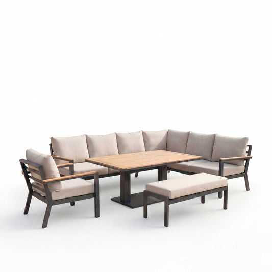 Nova - Heidi Right Hand Corner Sofa Lounge Dining Set with Rectangular Rising Table
