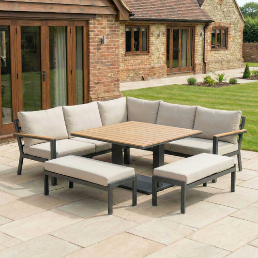 Nova - Heidi Deluxe Corner Sofa Lounge Dining Set with Square Rising Table