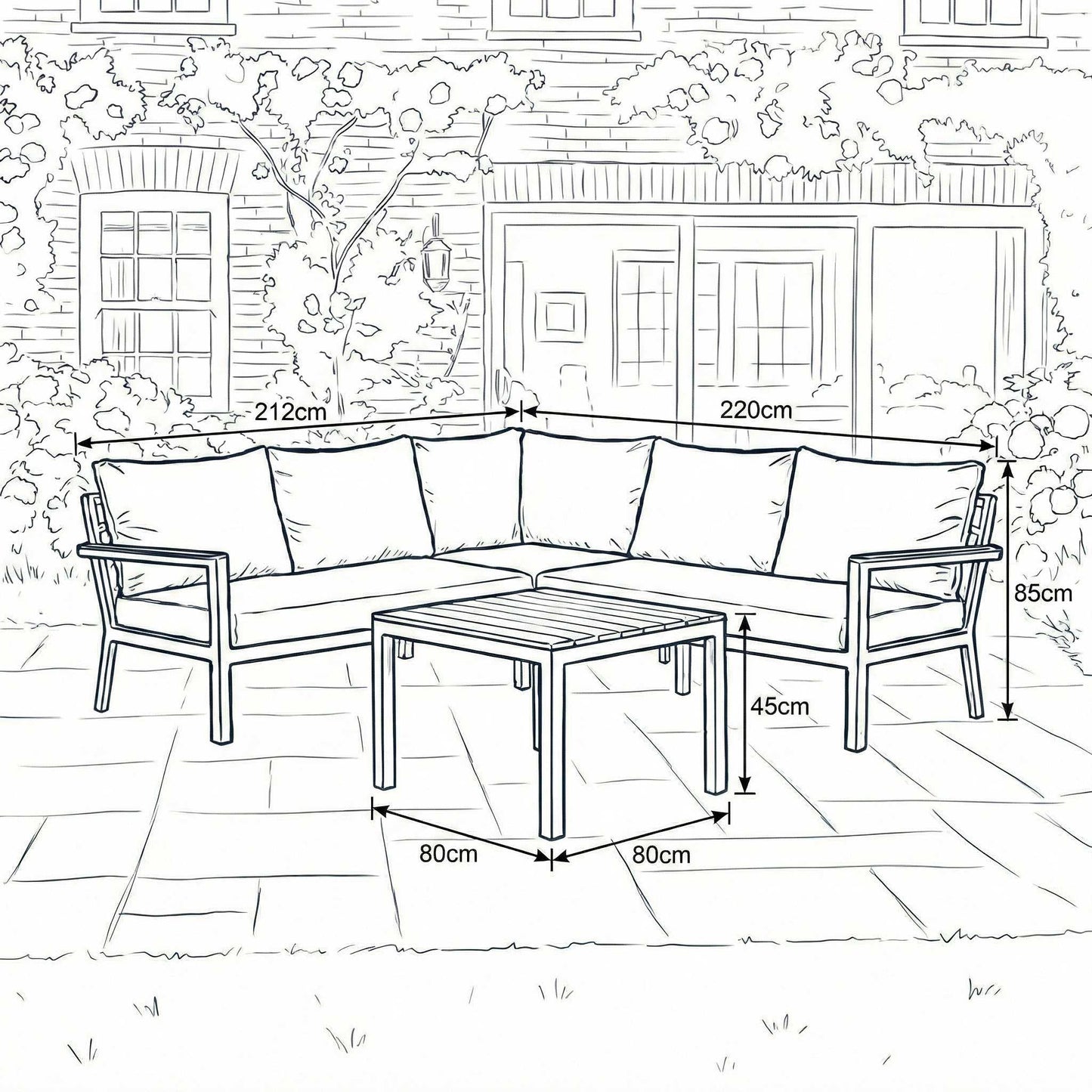 Nova - Heidi Corner Sofa Lounging Set with Square Coffee Table