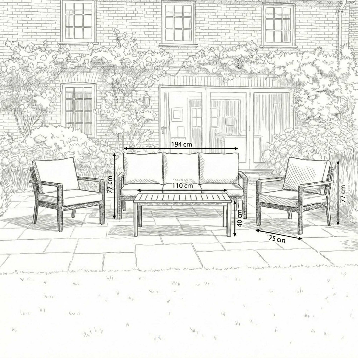 Nova - Heidi 3 Seater Sofa Lounging Set with Rectangular Coffee Table