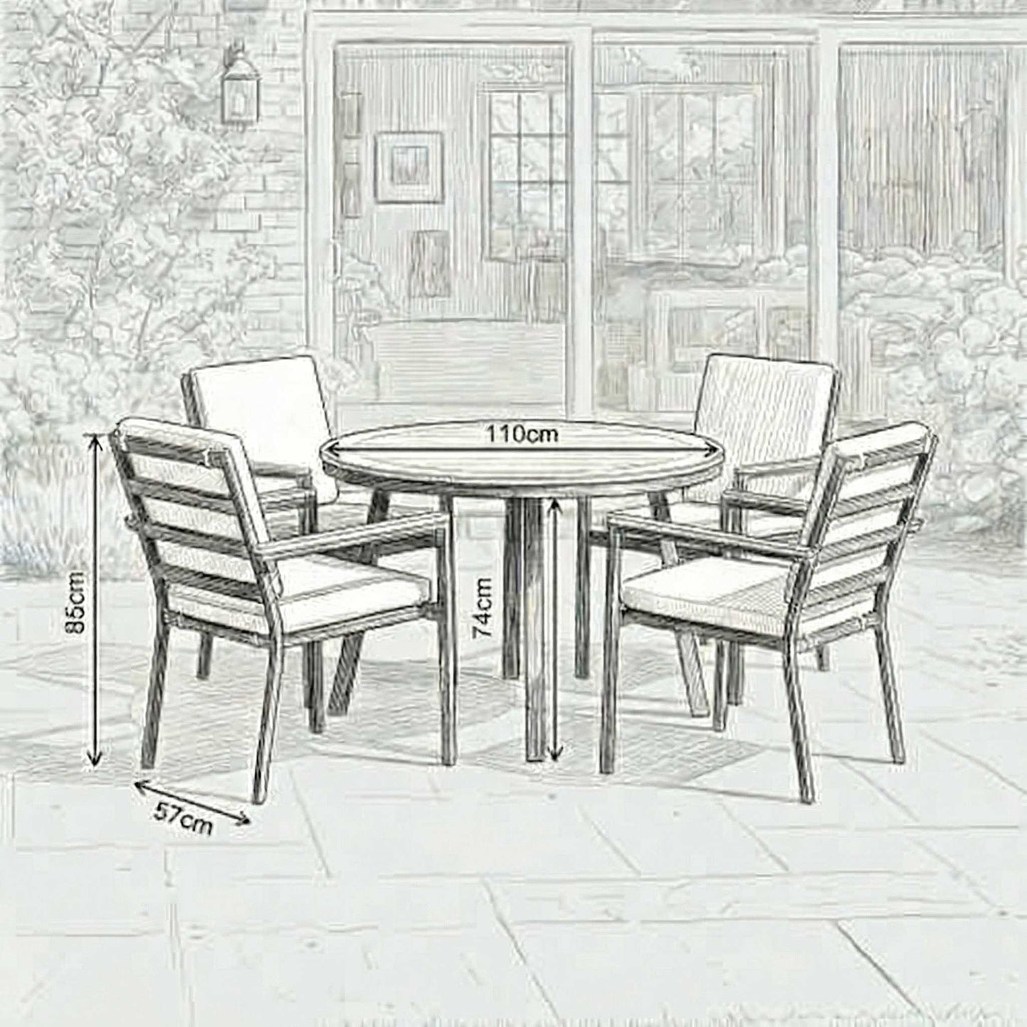 Nova - Heidi 4 Seat Dining Set - 1.1m Round Table