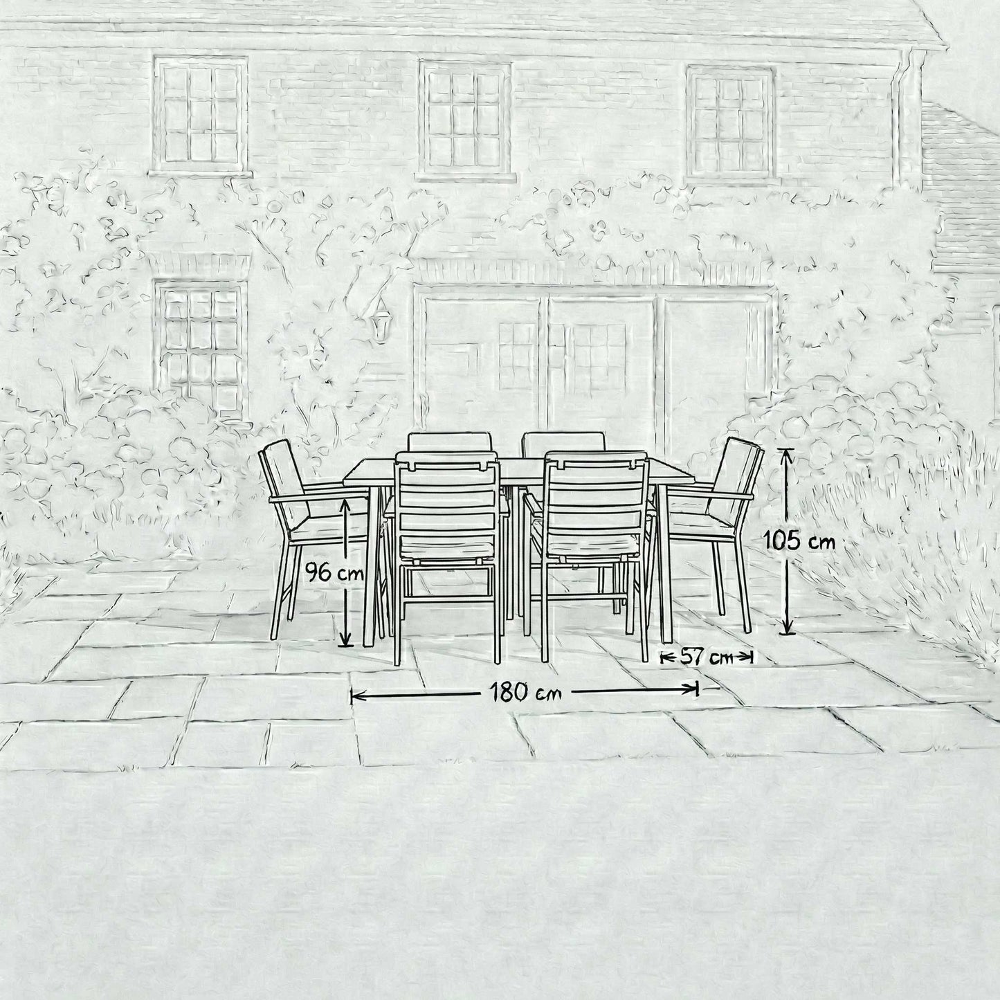 Nova - Heidi 6 Seat Dining Set - 1.8 x 1.0m Rectangular Table