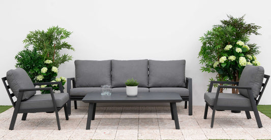 Nova - Phoenix 3 Seater Sofa Lounging Set with Rectangular Coffee Table - Grey