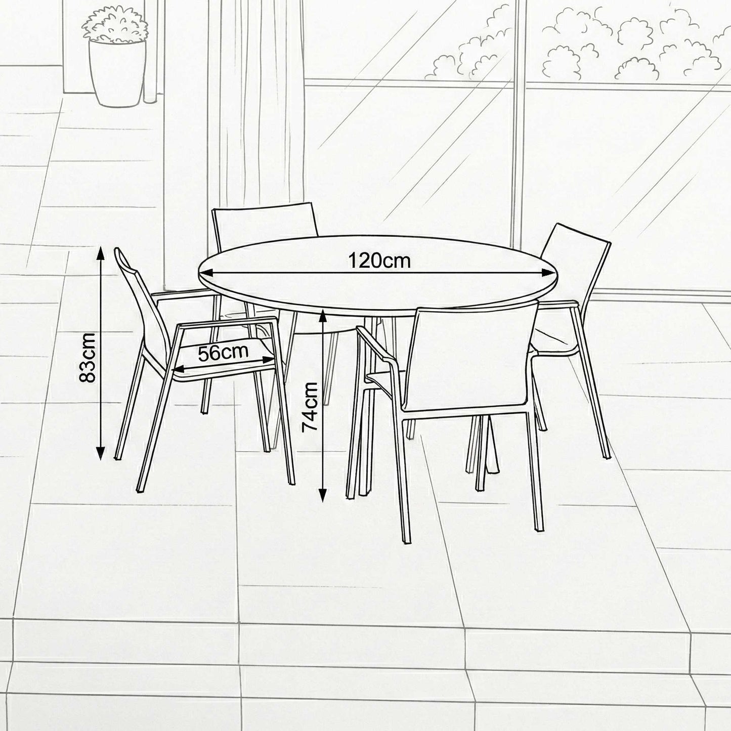 Nova - Phoenix 4 Seat Dining Set - 1.2m Round Table