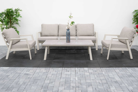 Nova - Phoenix 3 Seater Sofa Lounging Set with Rectangular Coffee Table - Pebble