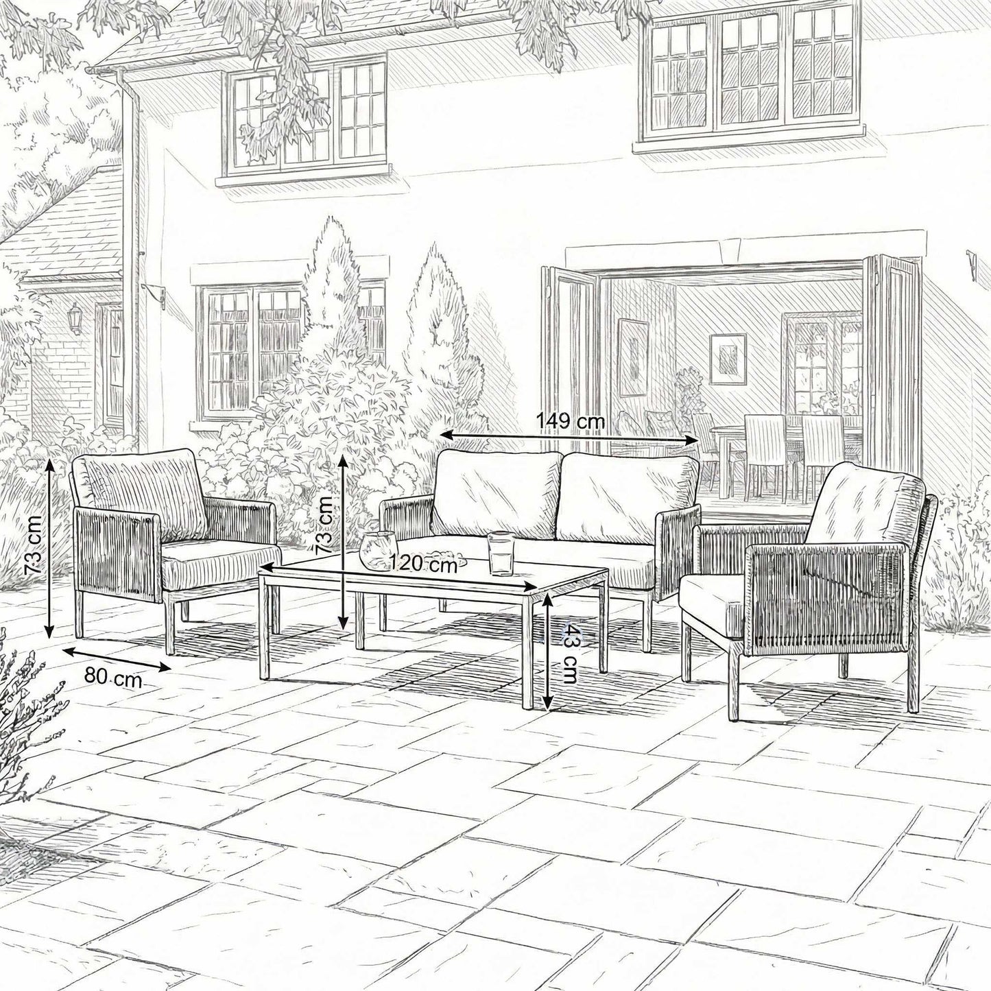 Nova - Hayden 2 Seater Sofa Lounging Set with Rectangular Coffee Table