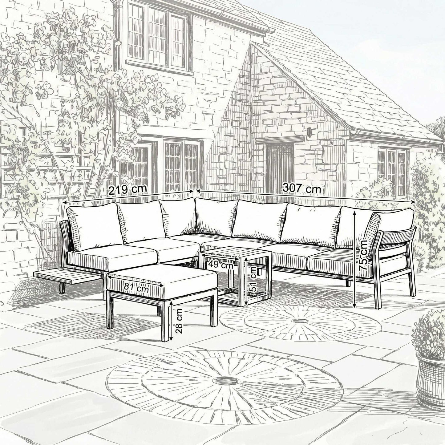 Nova - Eleanor Left Hand Platform Corner Sofa Lounging Set