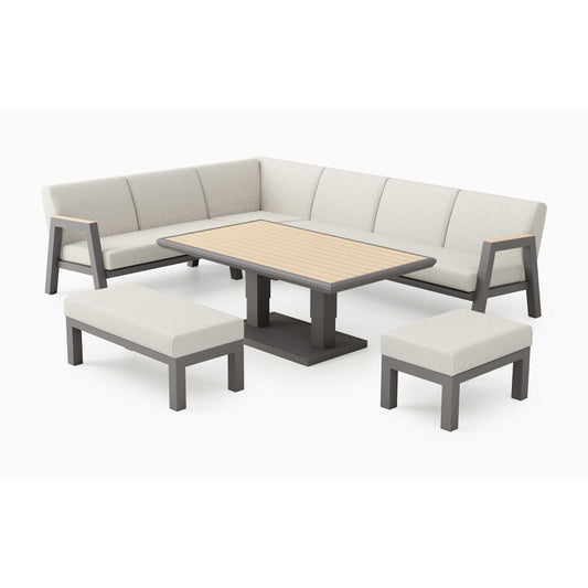 Nova - Hunter L-Shaped Corner Sofa Lounge Dining Set with Rectangular Rising Table
