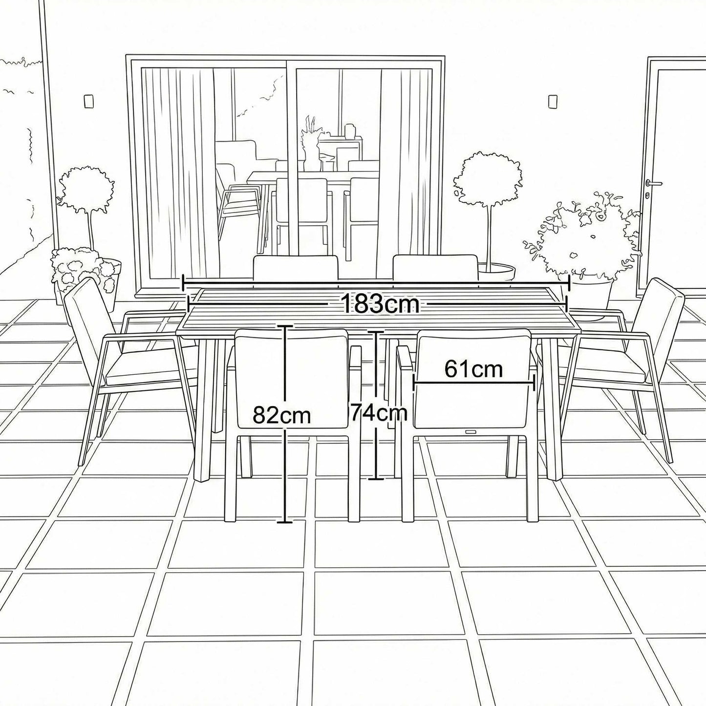 Nova - Hunter 6 Seat Dining Set - 1.8 x 1.1m Rectangular Table