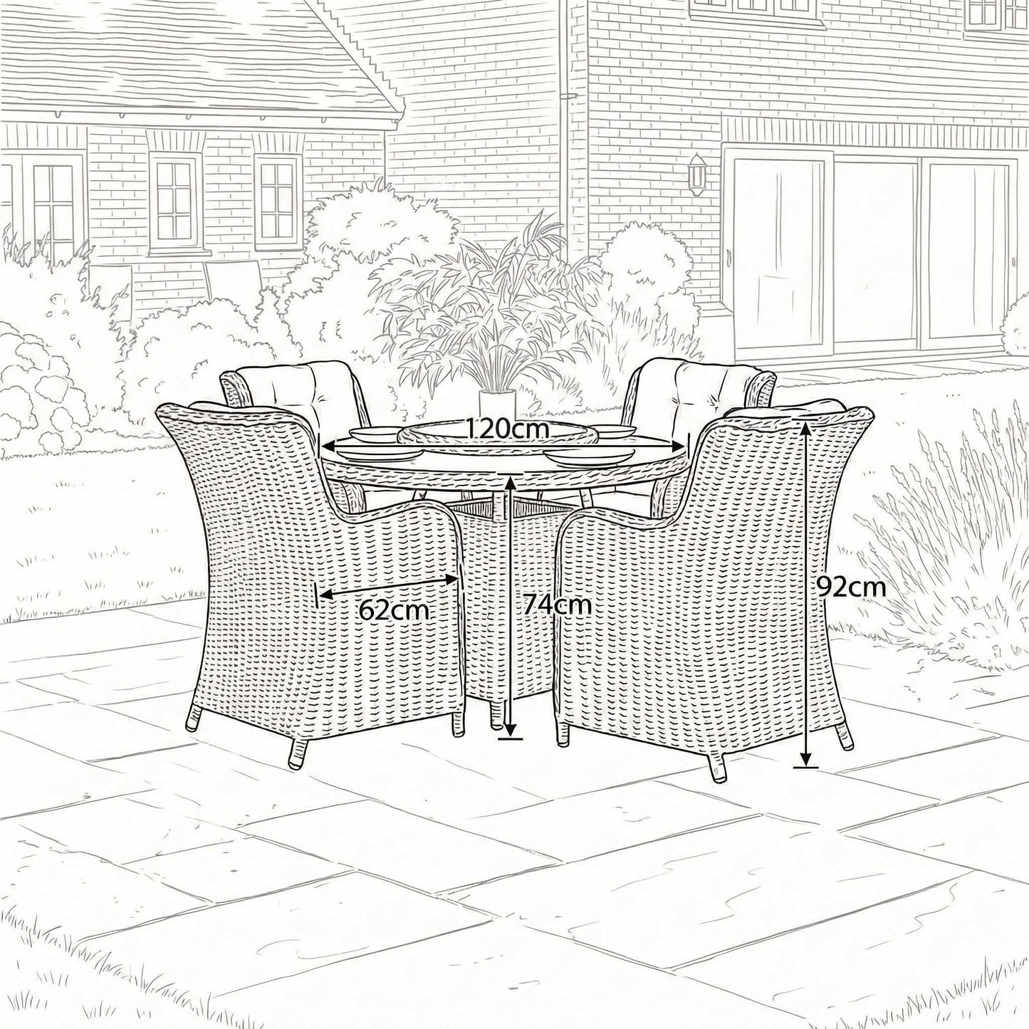 Nova - Avery 4 Seat Dining Set - 1.2m Round Table - Ash Grey