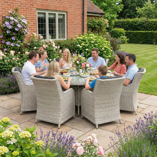 Nova - Avery 8 Seat Dining Set - 1.8m Round Table with Lazy Susan - Ash Grey