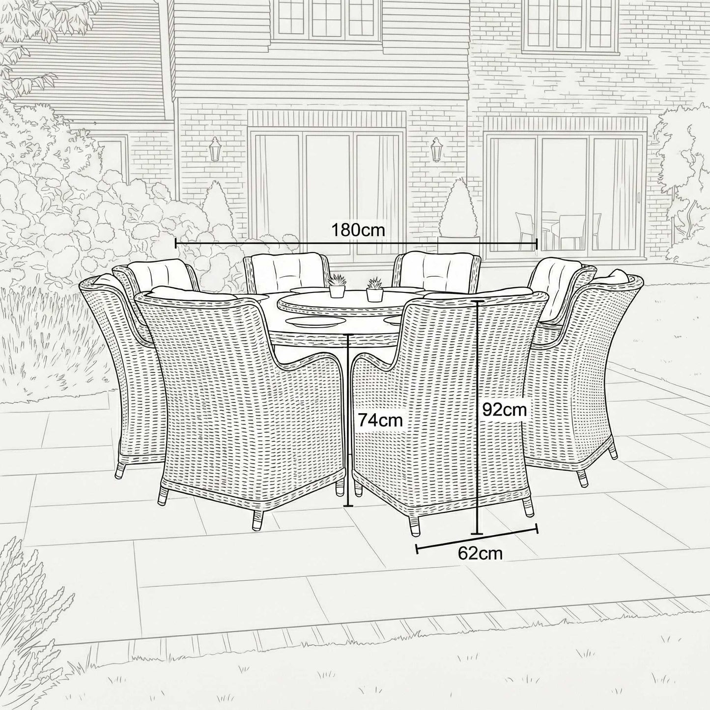 Nova - Avery 8 Seat Dining Set - 1.8m Round Table with Lazy Susan - Ash Grey