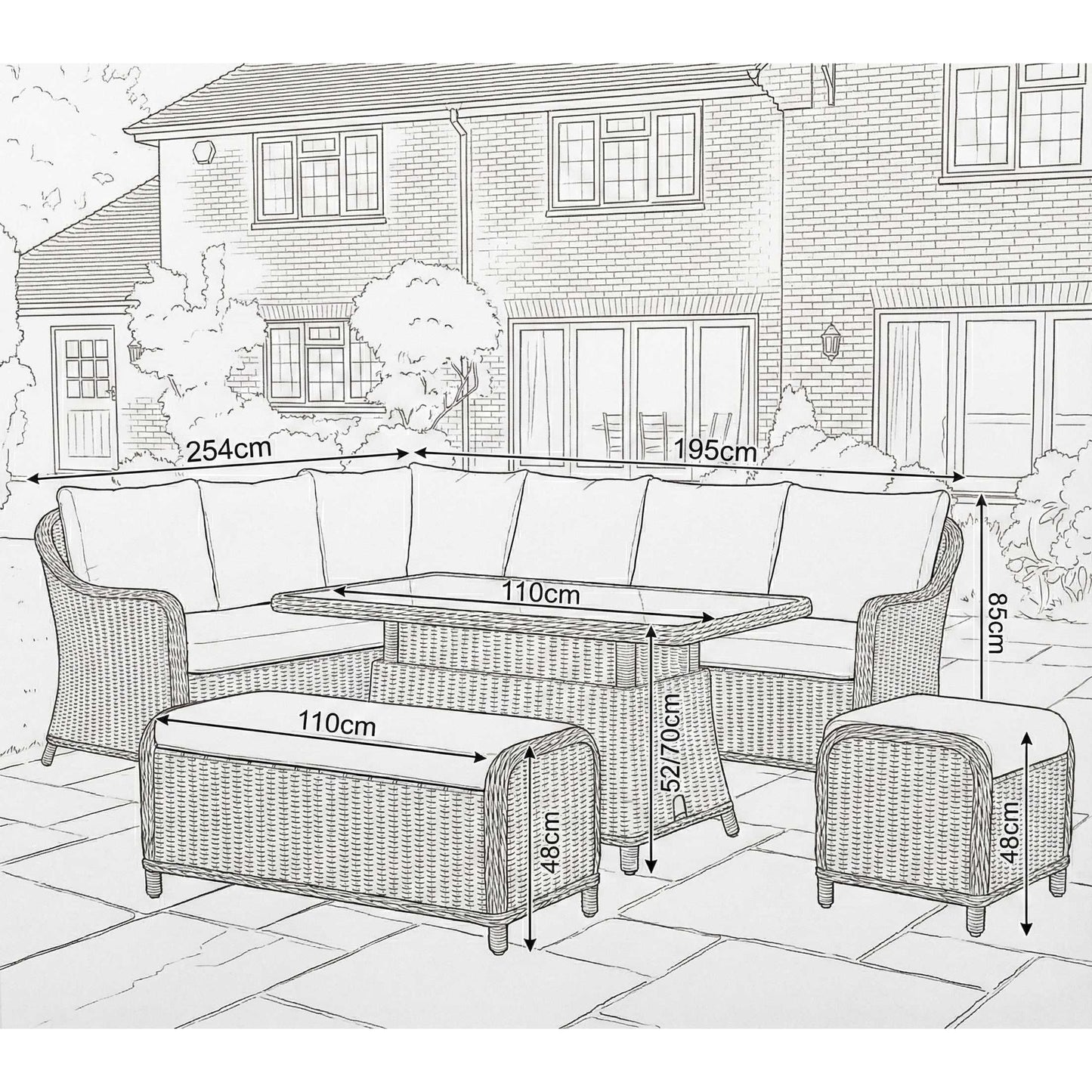 Nova - Ivy Left Hand Corner Sofa Lounge Dining Set with Rectangular Rise & Fall Table