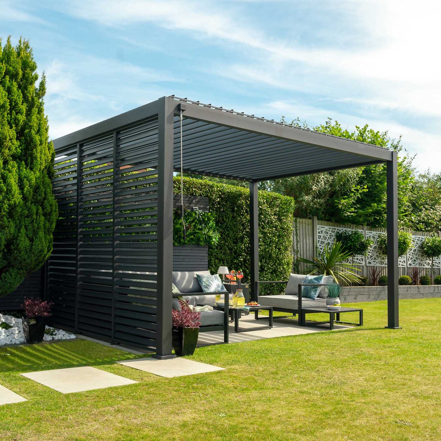 Nova - Titan Freestanding Aluminium Pergola - 3m x 3m Square - Grey