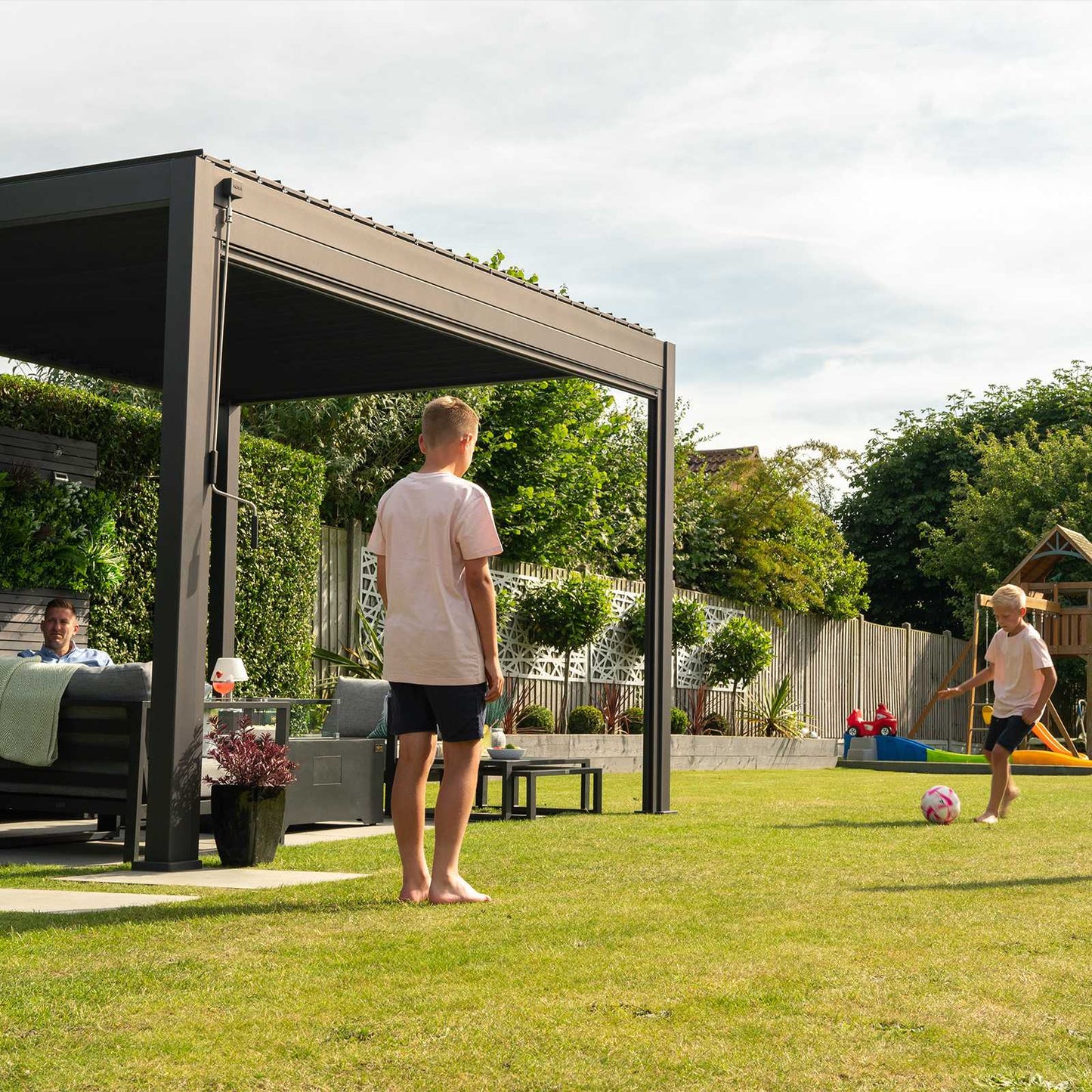 Nova - Titan Freestanding Aluminium Pergola - 3m x 3m Square - Grey