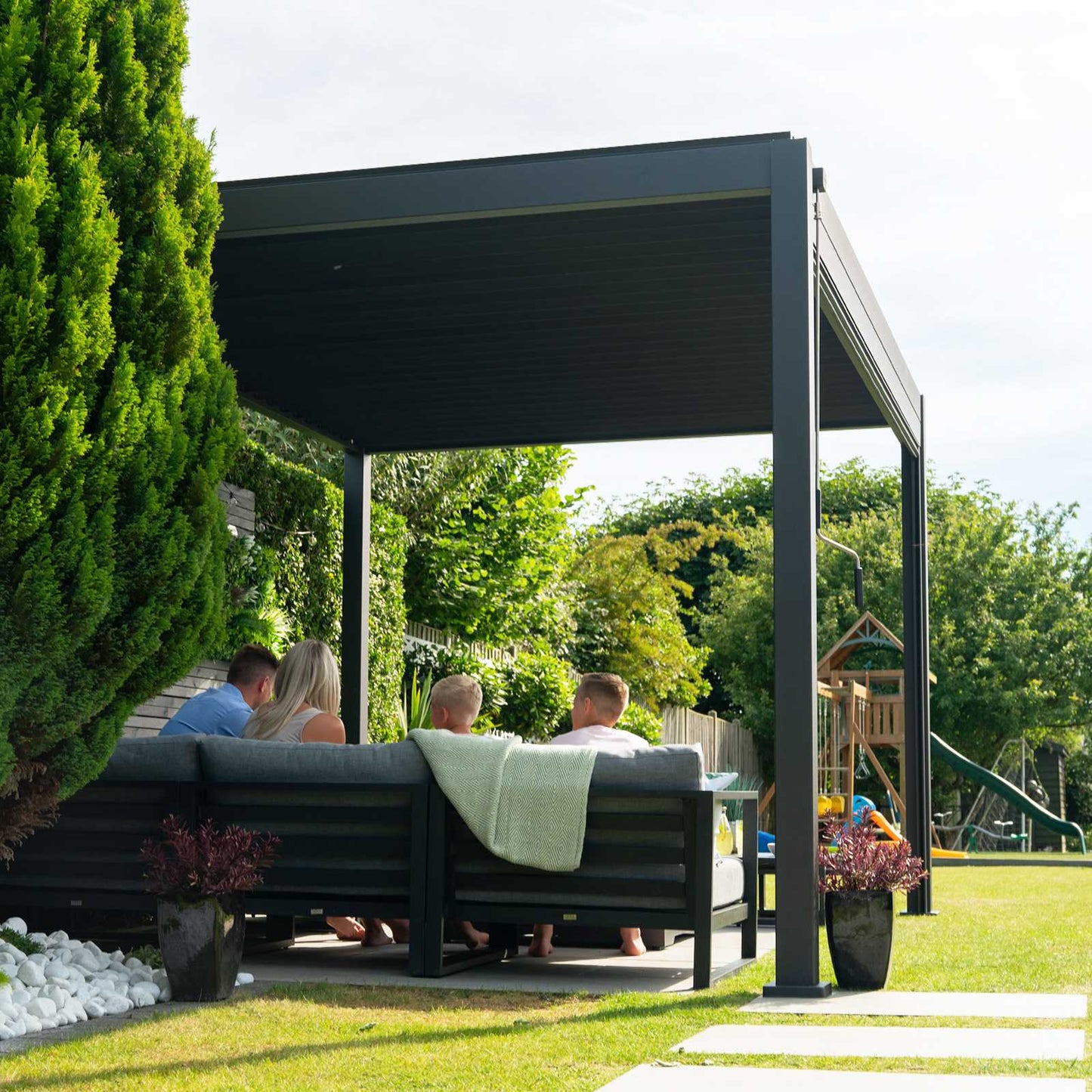 Nova - Titan Freestanding Aluminium Pergola - 3m x 3m Square - Grey
