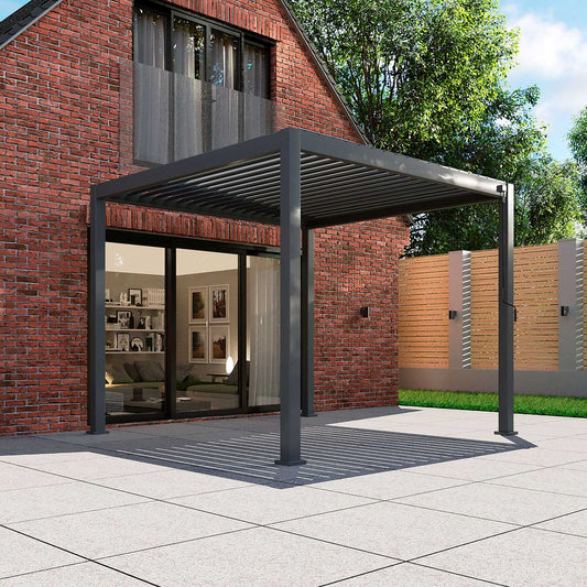 Nova - Titan Freestanding Aluminium Pergola - 3.6m Square - Grey
