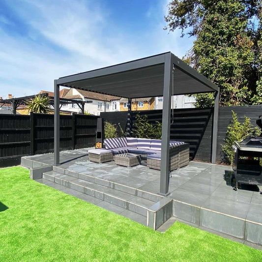Nova - Titan Freestanding Aluminium Pergola - 3.6m Square - Grey