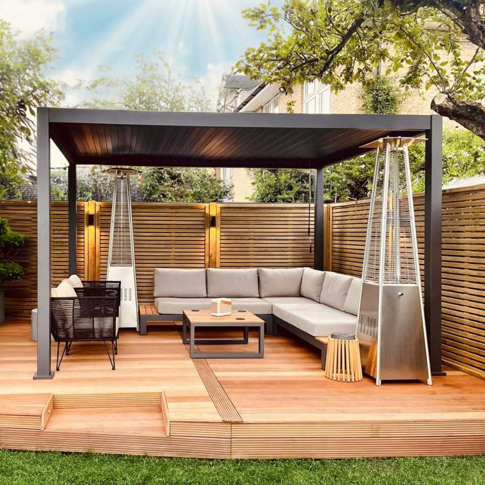 Nova - Titan Freestanding Aluminium Pergola - 4m x 3m Rectangular - Grey