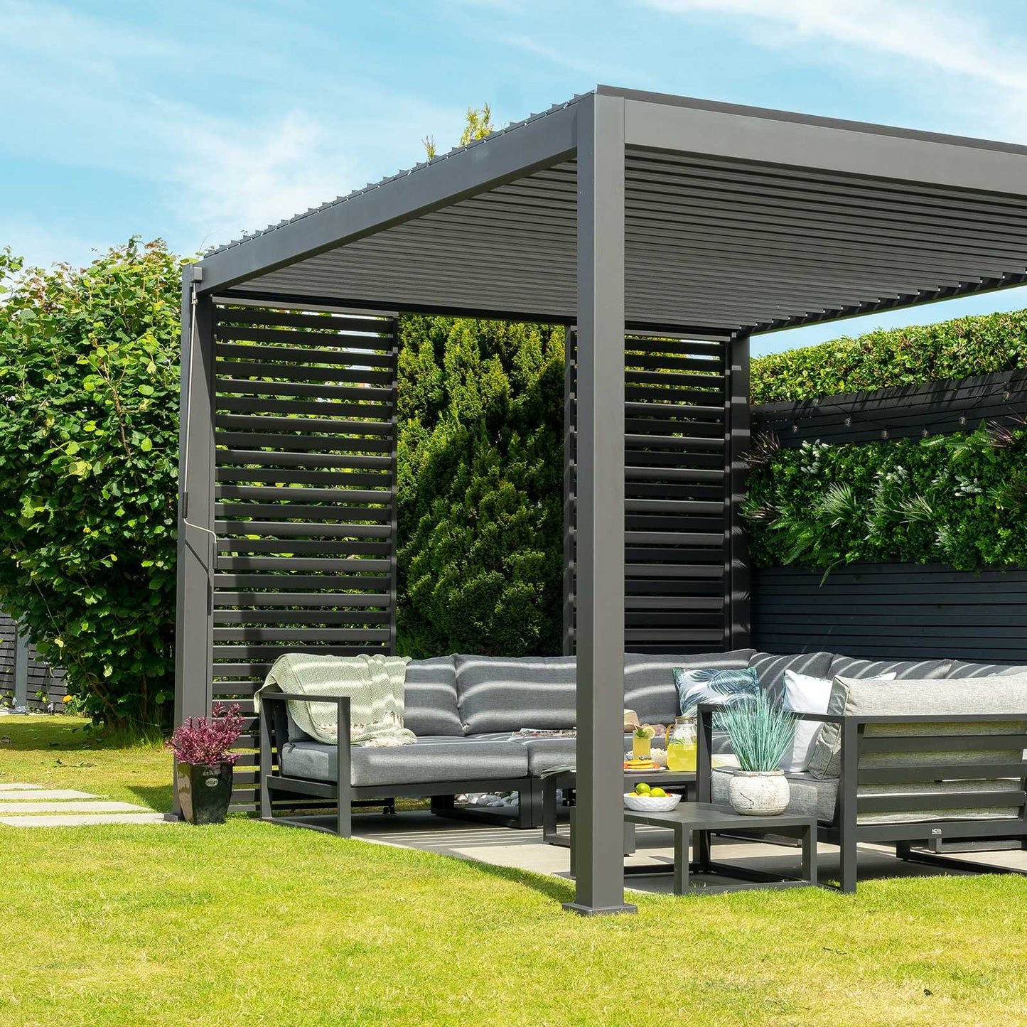 Nova - Titan Freestanding Aluminium Pergola - 4m x 3m Rectangular - Grey