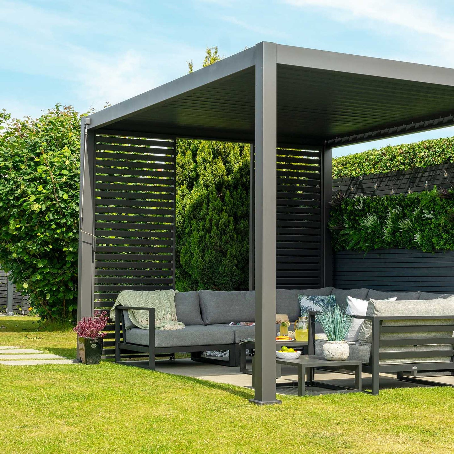 Nova - Titan Freestanding Aluminium Pergola - 4m x 3m Rectangular - Grey