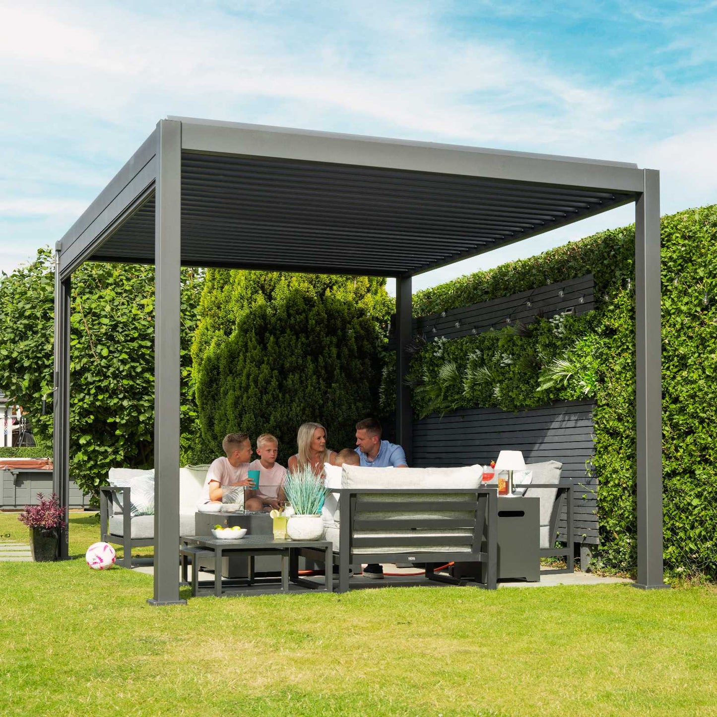 Nova - Titan Freestanding Aluminium Pergola - 4m x 3m Rectangular - Grey