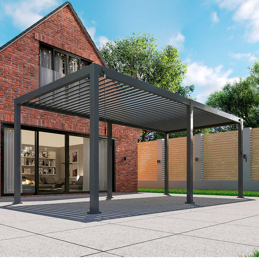 Nova - Titan Freestanding Aluminium Pergola - 6m x 3m Rectangular - Grey