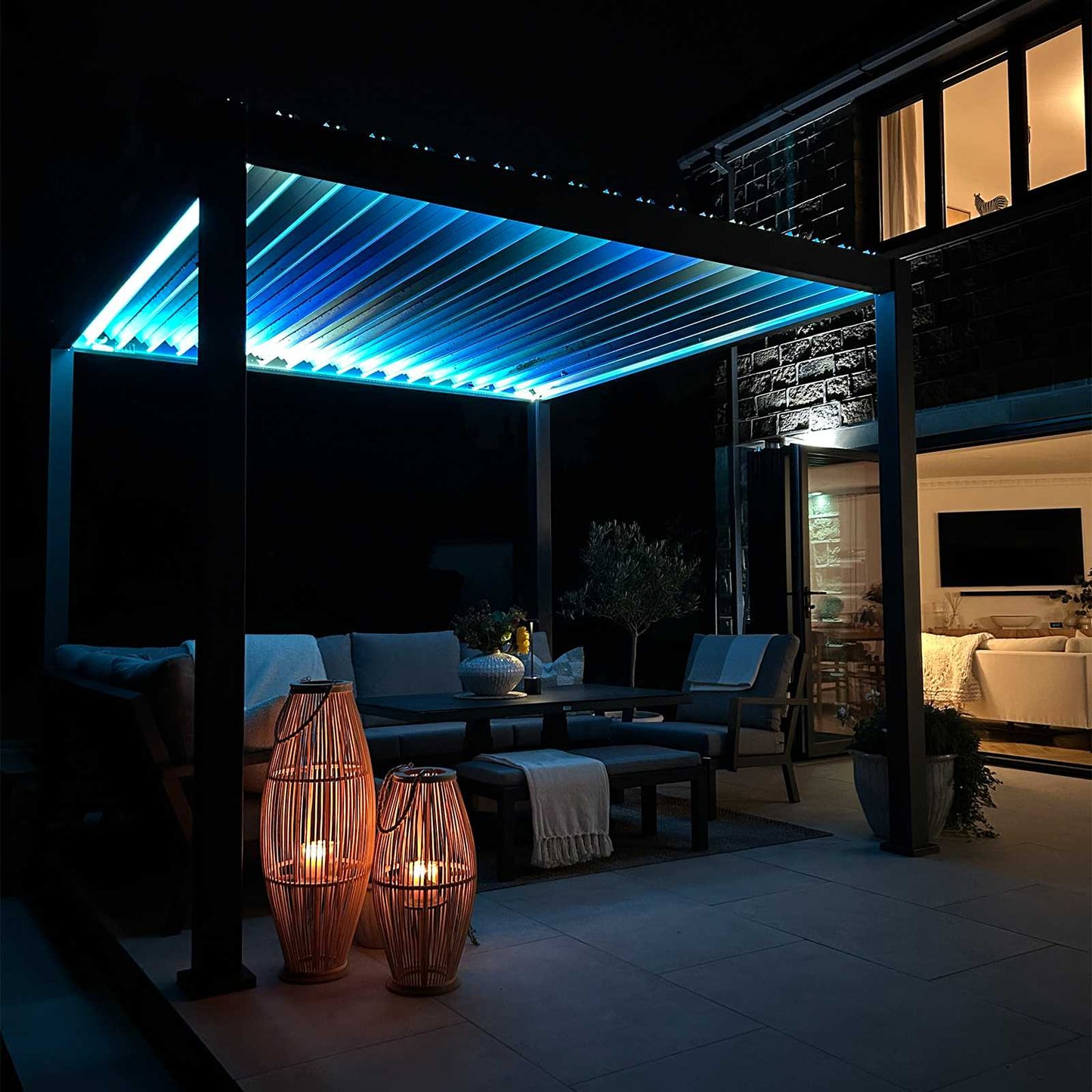 Nova - Titan LED Freestanding Aluminium Pergola - 3m x 3m Square - Grey
