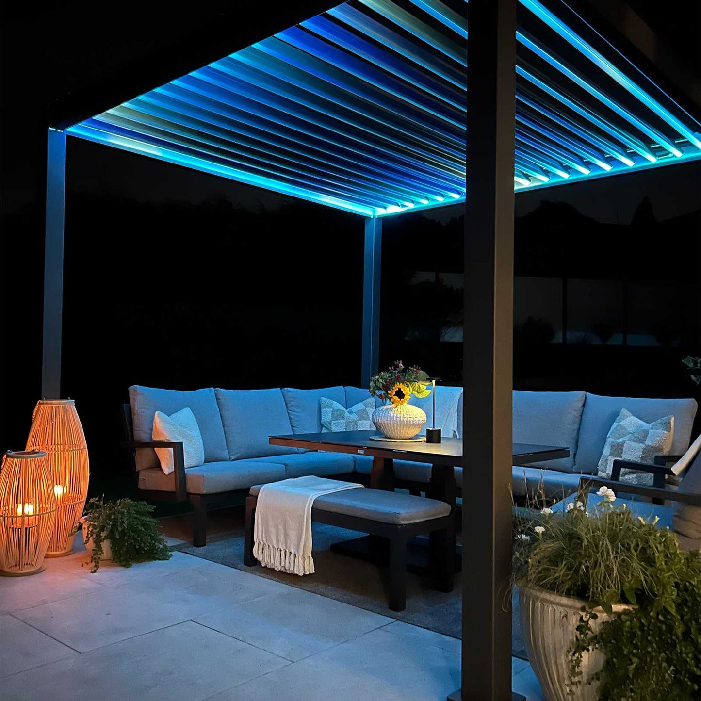Nova - Titan LED Freestanding Aluminium Pergola - 3m x 3m Square - Grey