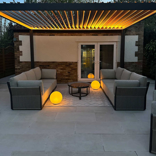 Nova - Titan LED Freestanding Aluminium Pergola - 4m x 3m Rectangular - Grey