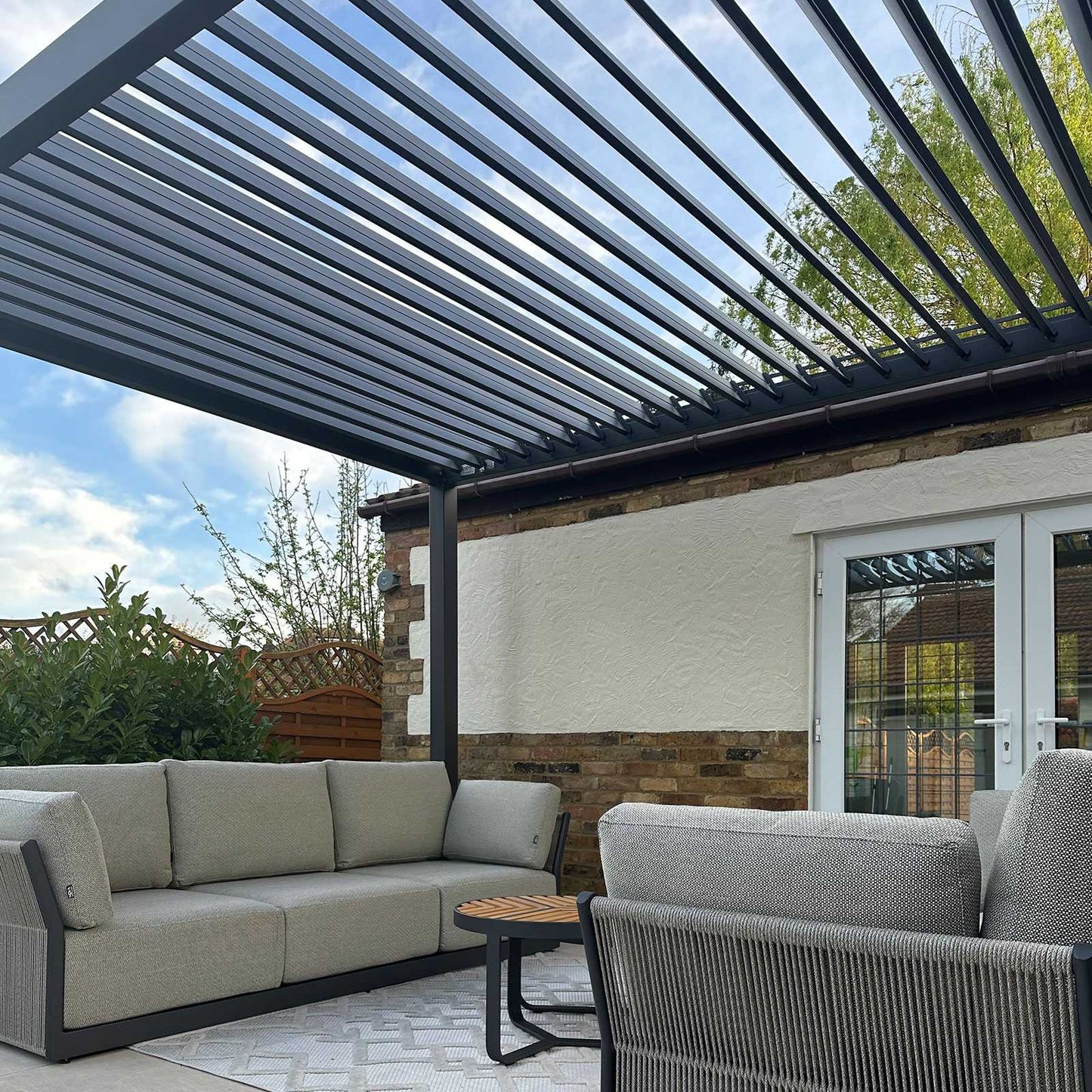 Nova - Titan LED Freestanding Aluminium Pergola - 4m x 3m Rectangular - Grey