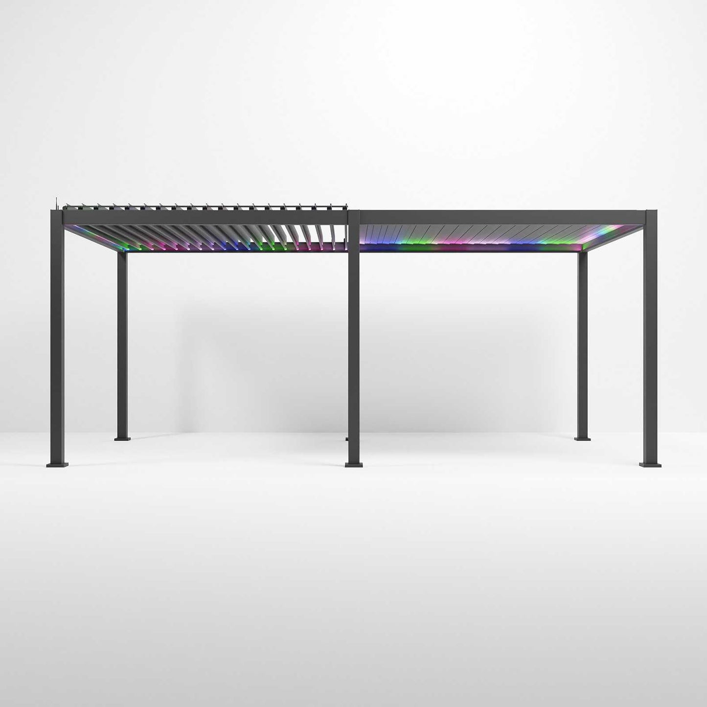Nova - Titan LED Freestanding Aluminium Pergola - 6m x 3m Rectangular - Grey