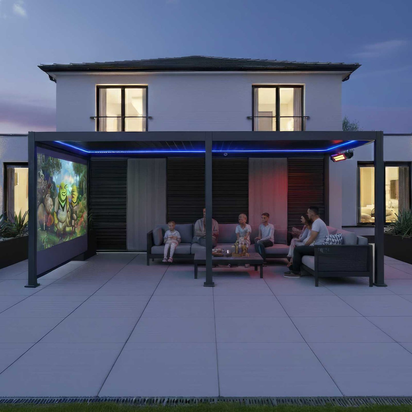 Nova - Titan LED Freestanding Aluminium Pergola - 6m x 3m Rectangular - Grey