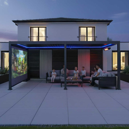 Nova - Titan LED Freestanding Aluminium Pergola - 6m x 3m Rectangular - Grey