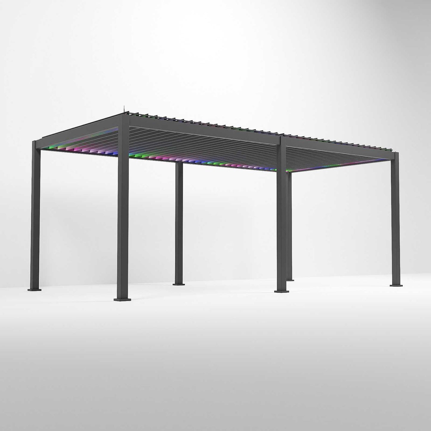 Nova - Titan LED Freestanding Aluminium Pergola - 6m x 3m Rectangular - Grey
