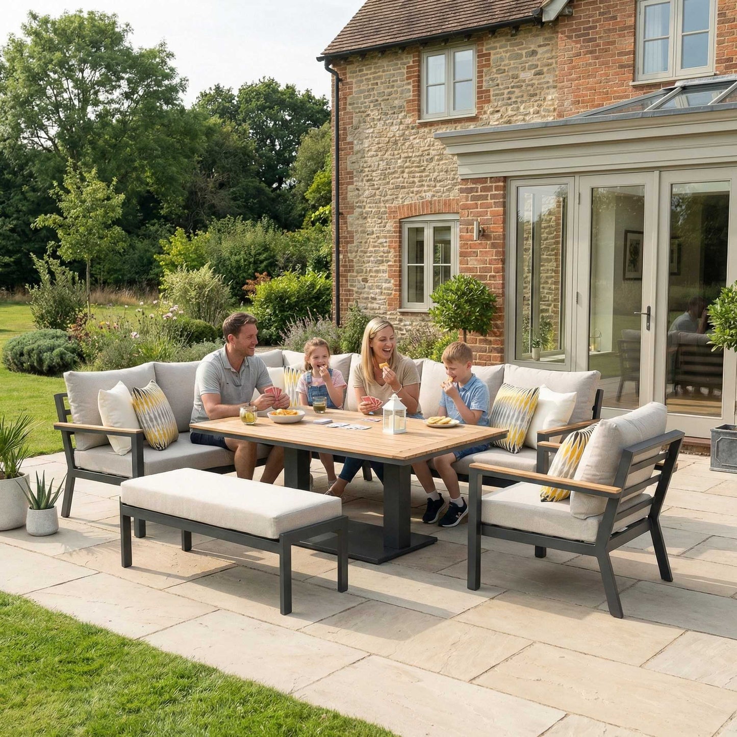 Nova - Heidi Left Hand Corner Sofa Lounge Dining Set with Rectangular Rising Table