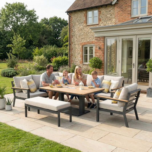 Nova - Heidi Left Hand Corner Sofa Lounge Dining Set with Rectangular Rising Table