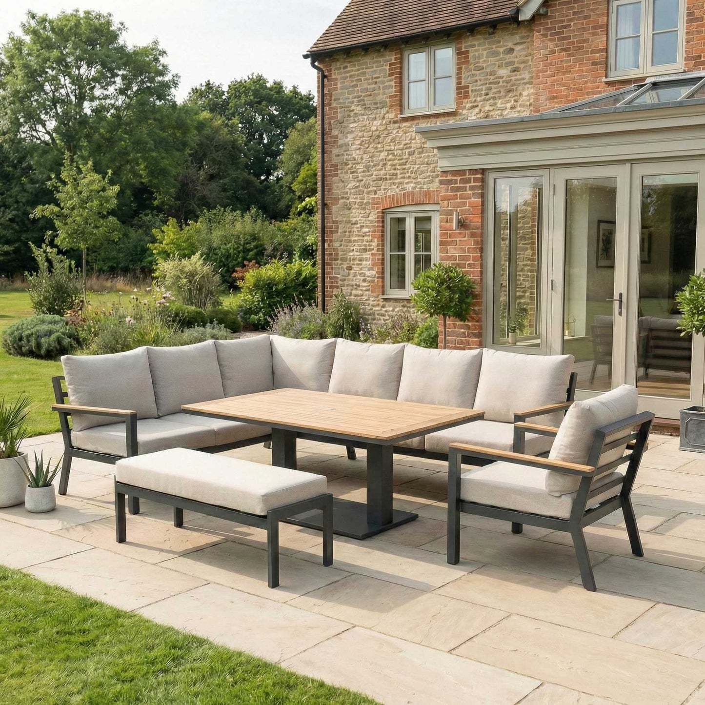 Nova - Heidi Left Hand Corner Sofa Lounge Dining Set with Rectangular Rising Table