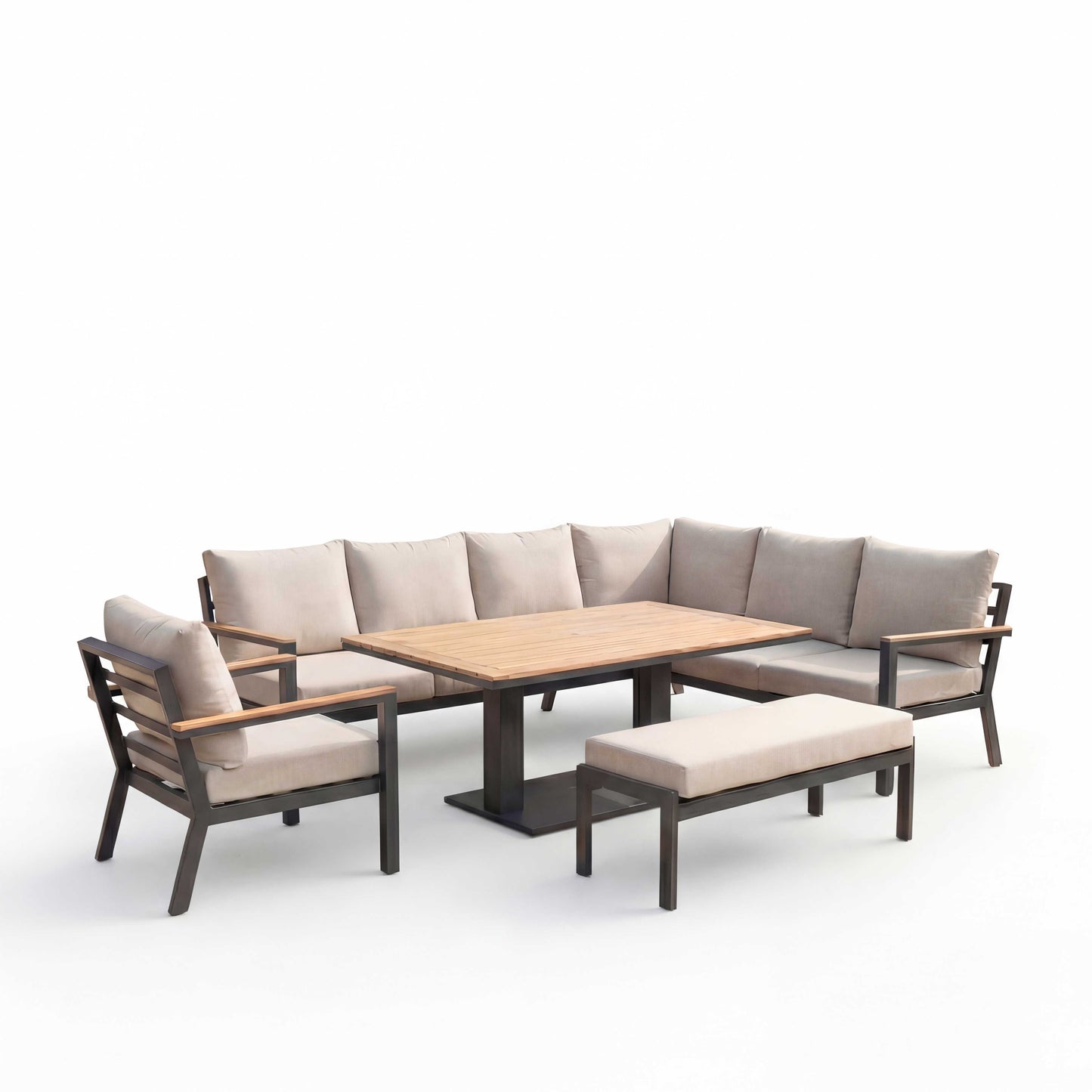 Nova - Heidi Right Hand Corner Sofa Lounge Dining Set with Rectangular Rising Table