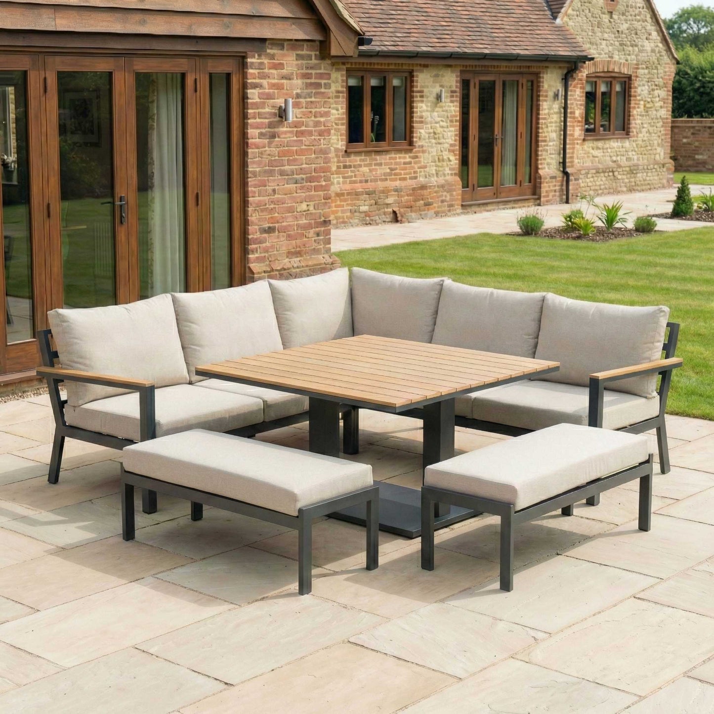 Nova - Heidi Deluxe Corner Sofa Lounge Dining Set with Square Rising Table