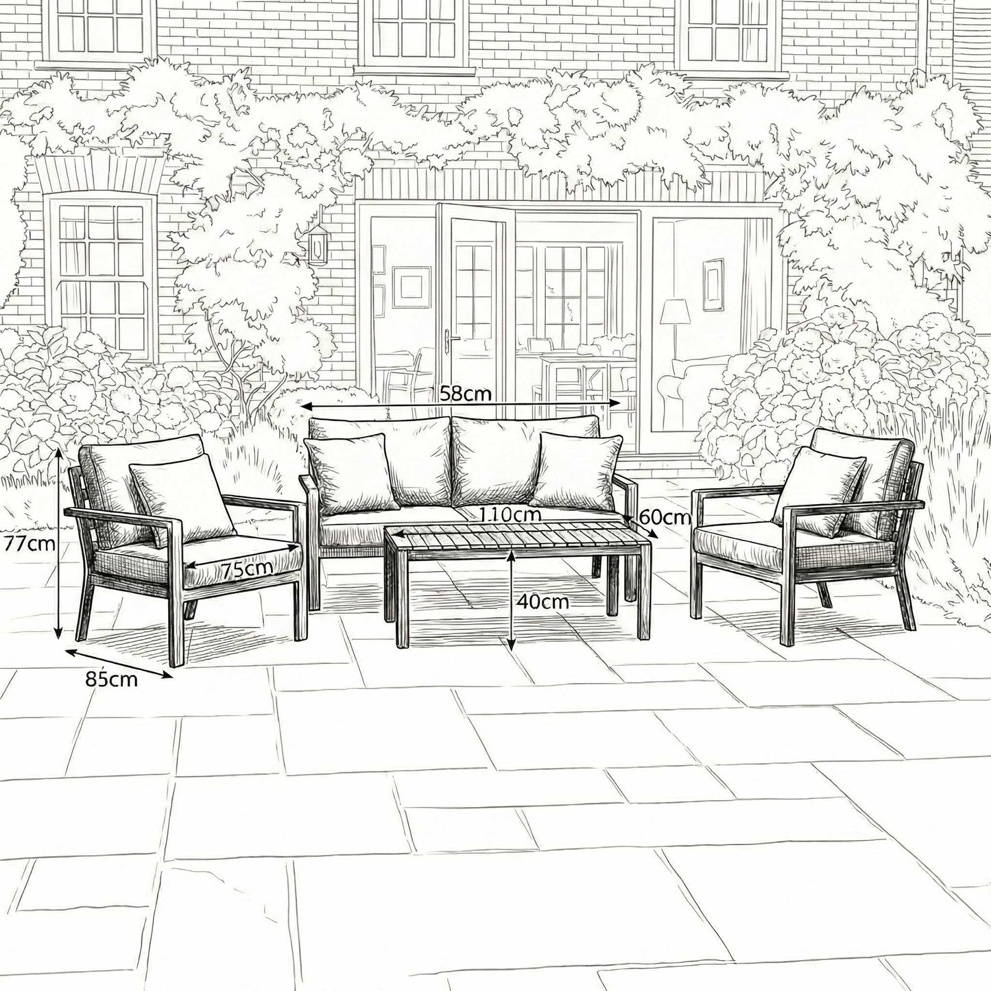 Nova - Heidi 2 Seater Sofa Lounging Set with Rectangular Coffee Table