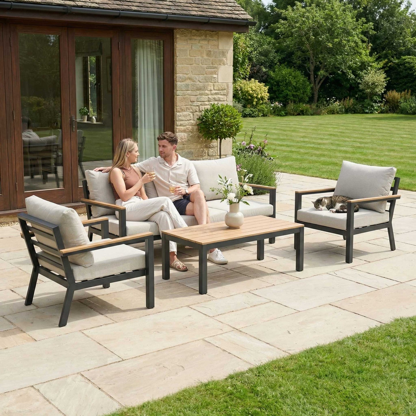 Nova - Heidi 3 Seater Sofa Lounging Set with Rectangular Coffee Table