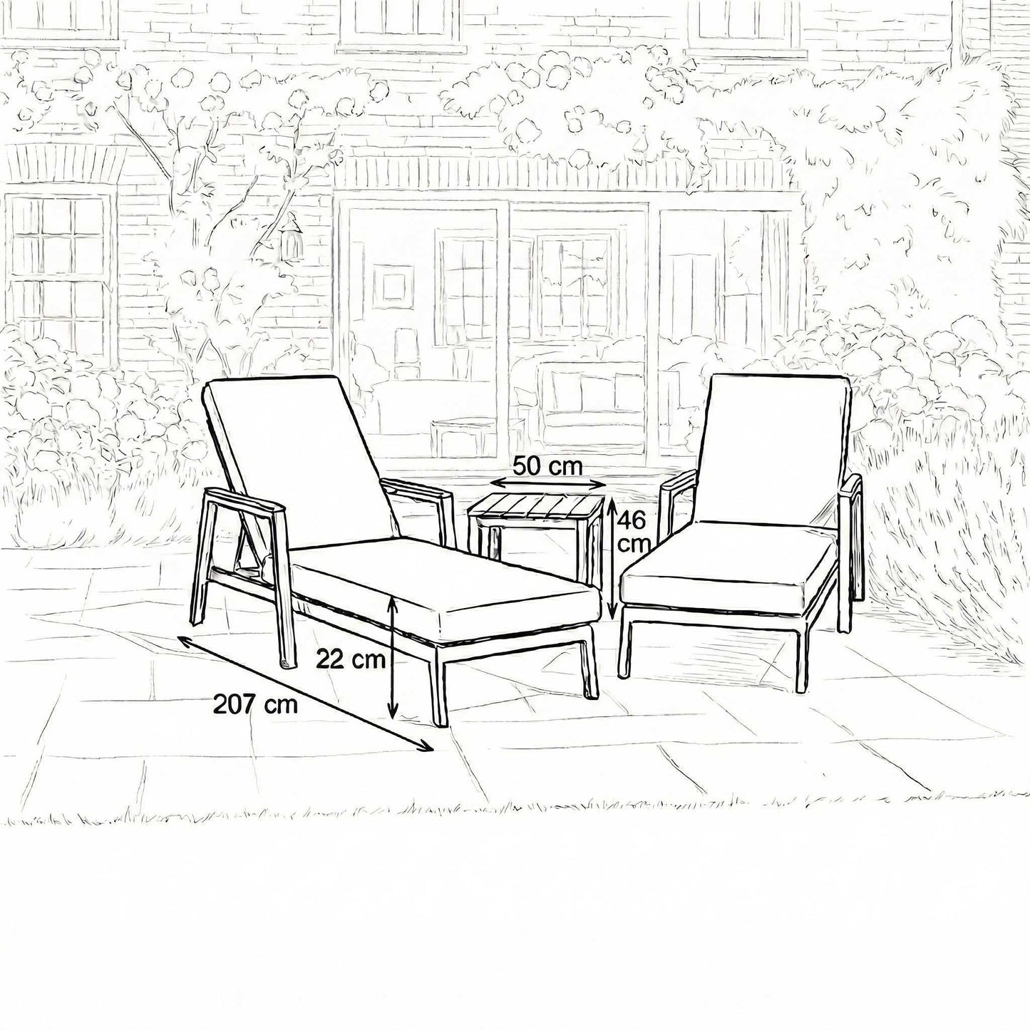 Nova - Heidi Sun Lounger Set of 2 with Square Side Table