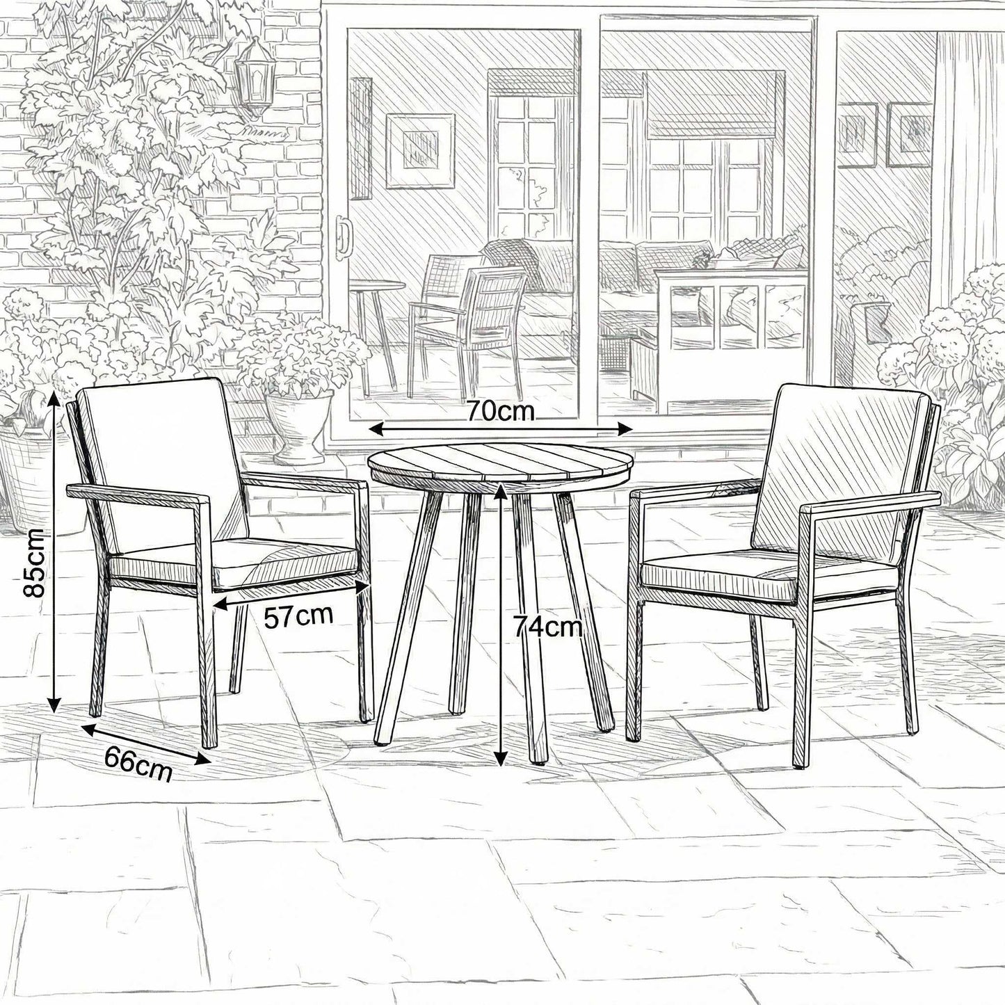 Nova - Heidi 2 Seat Bistro Set - 0.7m Round Table