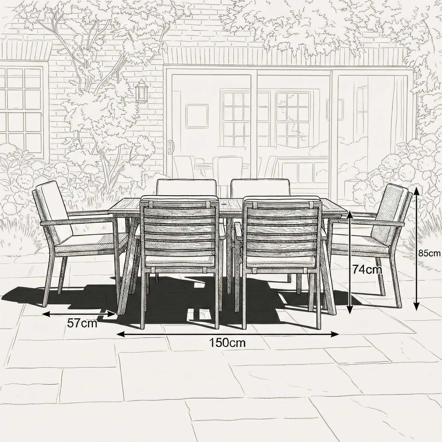 Nova - Heidi 6 Seat Dining Set - 1.5 x 1.0m Rectangular Table