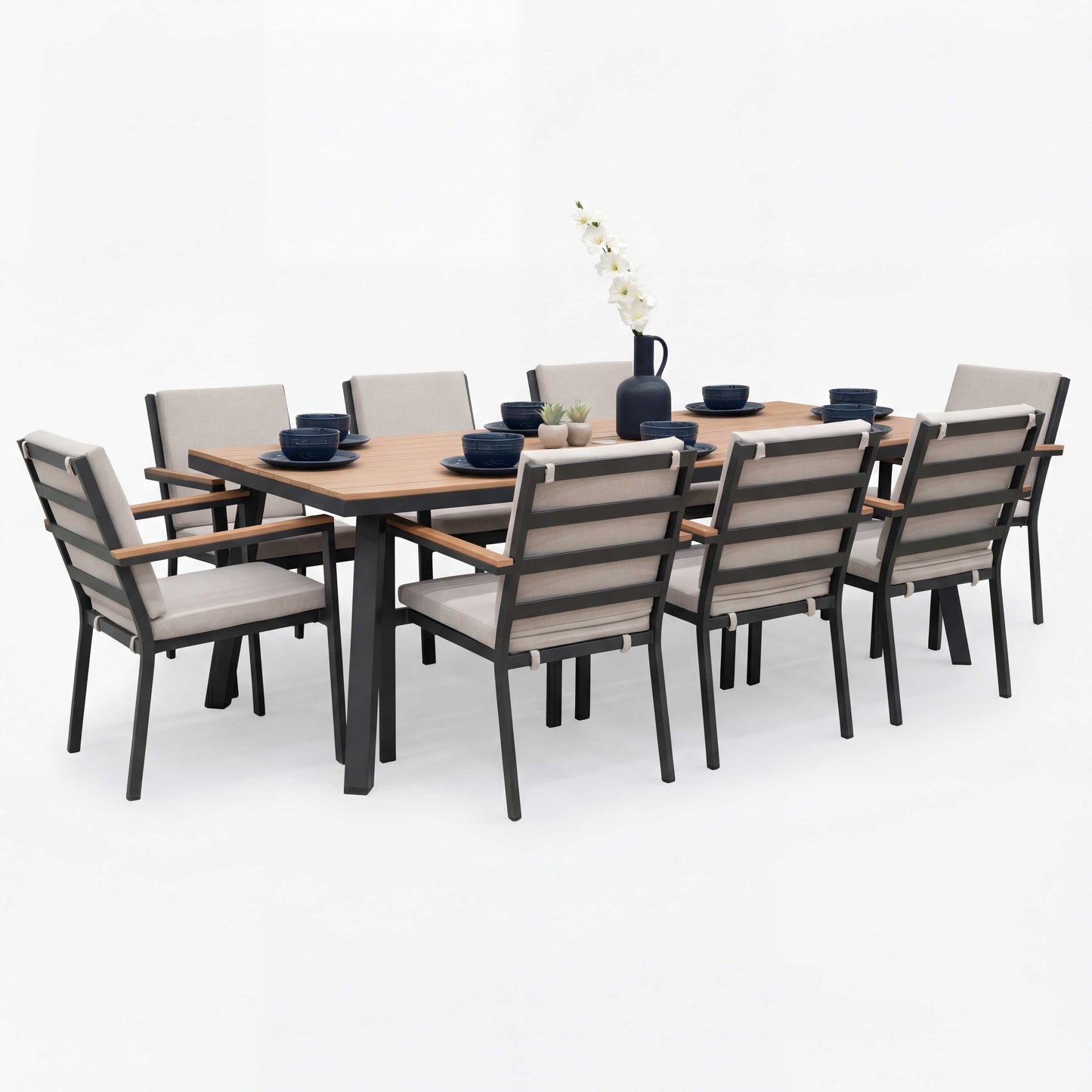 Nova - Heidi 8 Seat Dining Set - 2.2 x 1.0m Rectangular Table