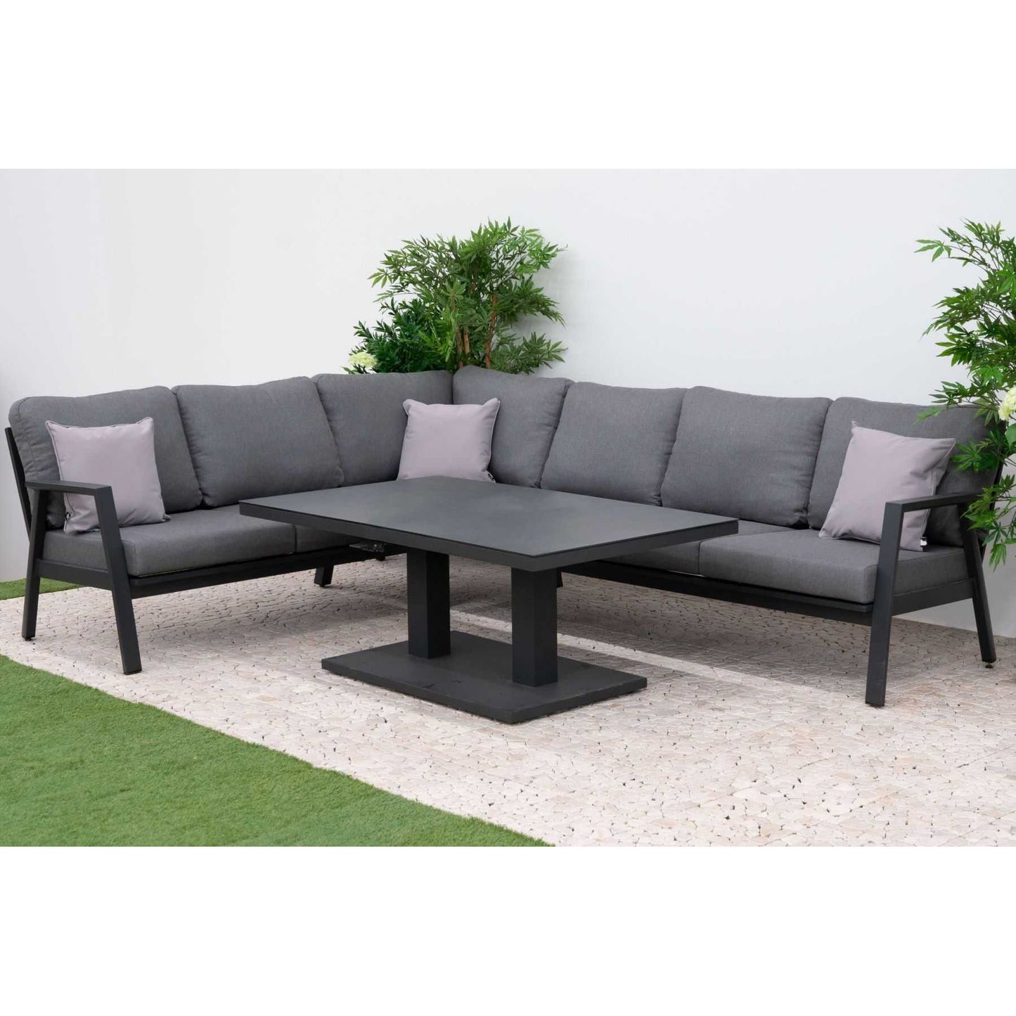 Nova - Phoenix L-Shaped Corner Sofa Lounge Dining Set with Rectangular Rising Table