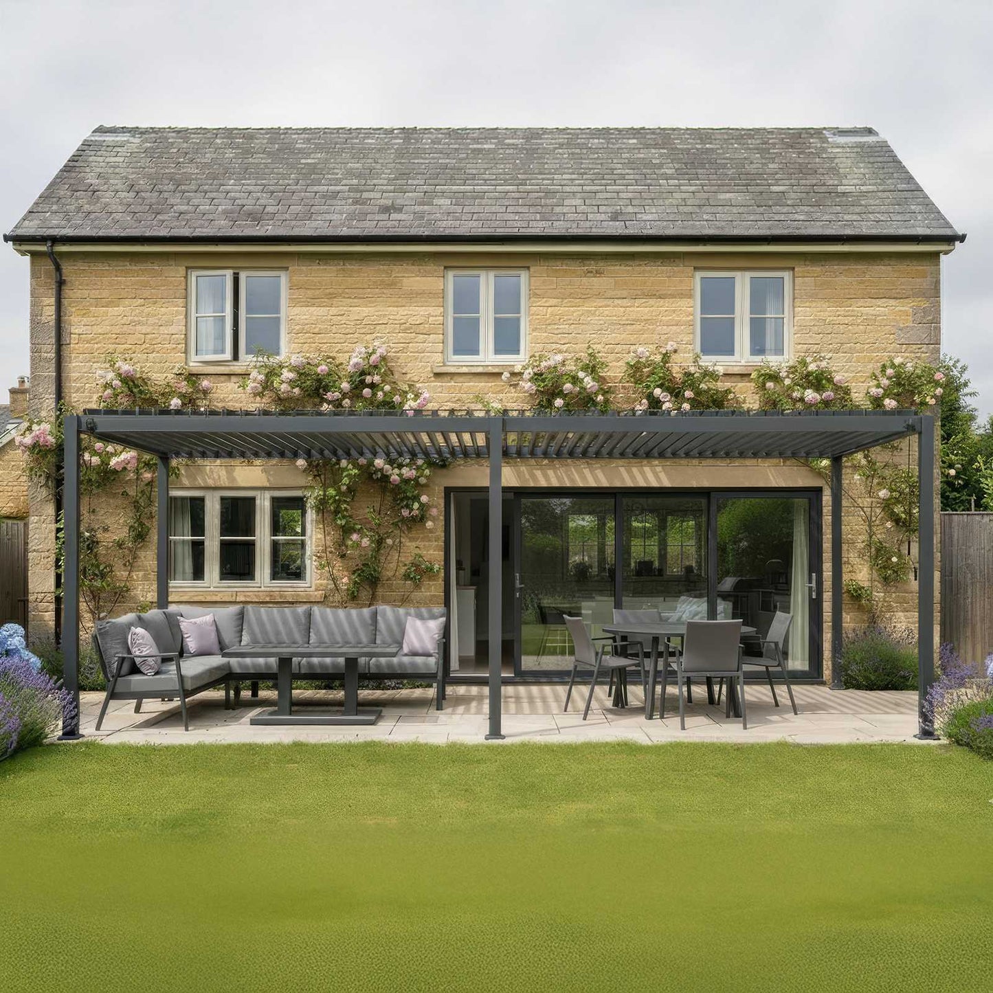 Nova - Phoenix L-Shaped Corner Sofa Lounge Dining Set with Rectangular Rising Table